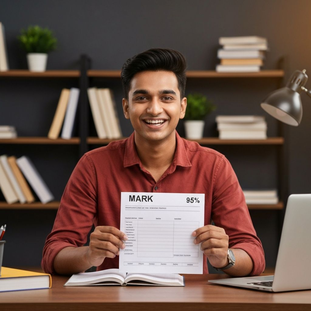 Confident student scoring 95% plus